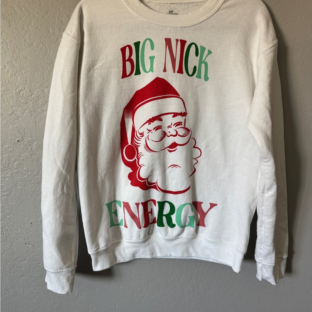 White Santa Graphic Sweater